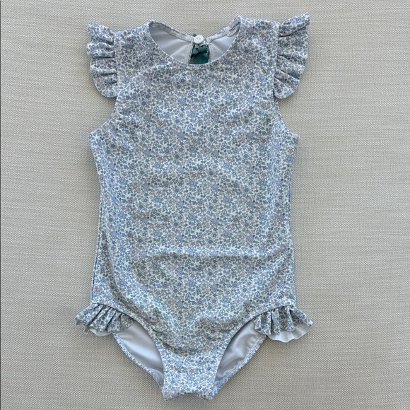 Minnow Swim Girls Floral Ruffle Sleeve Swim suit - Picture 1 of 3